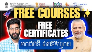 FREE Online Courses with Certificate  Skill India Digital in Telugu  Vamsi Bhavani [upl. by Aikmat]