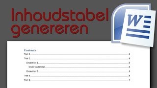 Cursus Word Les 3 De Inhoudstabel Automatisch Genereren [upl. by Claudell]