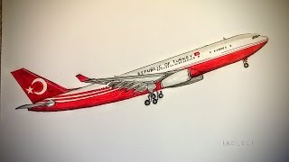 Airbus 330200 TCTUR Drawing timelapse [upl. by Garald]