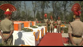 Wreath laying ceremony of BSF jawans who lost their lives yesterday in Road accident in Budgam [upl. by Bianka]