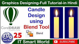 CorelDRAW Candle Design using Blend Tool Part 25 in Hindi [upl. by Ettenej]