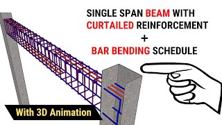 Bar bending schedule of a beam  BBS of Single span beam  with 3d animation  Civil Tutor bbs [upl. by Bibah]