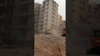 Building Demolition building demolition excavator breaking [upl. by Sixel]