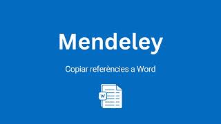 Copiar referències de Mendeley a MS Word [upl. by Anyehs869]