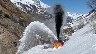 DFB Dampfschneeschleuder R12 im Frühlingsschnee 2021 Steam snow plough in the swiss mountains [upl. by Submuloc336]