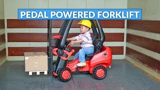 Pedal Powered Forklift  Rideable Toy Forklift Lets Your Kids Actually Pick Stuff Up [upl. by Dur]