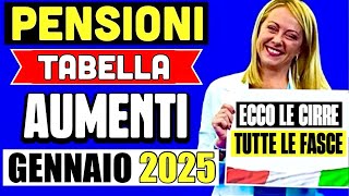 PENSIONI NUOVI AUMENTI da GENNAIO 2025 👉 “TABELLA” UFFICIALE CON LE PERCENTUALI 16 📈💶 [upl. by Lrig468]