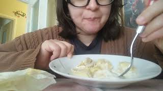 MUKBANG  eating mushroom ravioli with cream  part 1 [upl. by Collin]