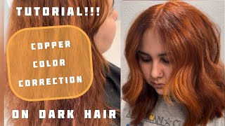 TUTORIAL  Copper Color Correction on DARK HAIR [upl. by Natsreik926]