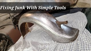 Repair A Badly Dented Fender With Simple Tools [upl. by Ibbob]