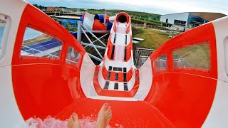 Insane WATER COASTER Slides Compilation Uphill Slides POVs [upl. by Annaohj]