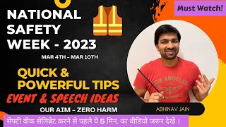 52nd National Safety Week 2023  410 March  Theme of the year  Speech and Event Activity Ideas [upl. by Rfinnej]