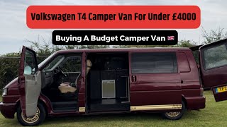 Buying A Cheap Camper Van For Under £4000  Volkswagen Transporter T4 Camper Van Tour [upl. by Luanne581]