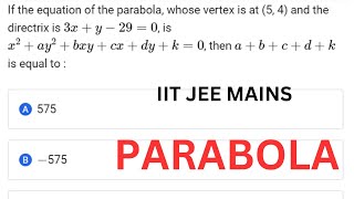 If the equation of the parabola whose vertex is at 5 4 and the directrix is 3xy−290 [upl. by Durante140]