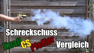 Experiment Schreckschuss 9mm PAK Vergleichstest inkl CS [upl. by Lebazi]