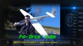 Slope soaring RC GLIDER ABm F4Orca 29m flight fast7 12 [upl. by Zeidman819]