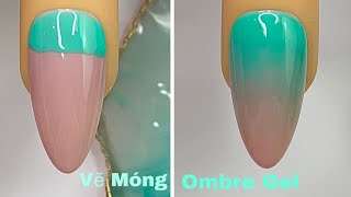 Green amp Nude Ombre Gel Nails Art For Beginner 💖Vẽ Ombre Gel 💅New Nails Design 💝 New Nails [upl. by Anadal456]