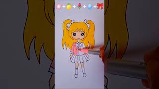 🌸🍋🌷💧🎀 creative cartoon girl ideas  art  draw  short [upl. by Nivat]