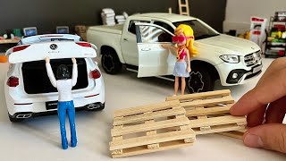 Volkswagen Golf and MercedesBenz XClass Parking  118 Scale Diecast Model Car  Car Cleaning [upl. by Sennahoj]