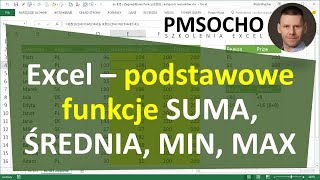 EXCEL  Podstawowe funkcje SUMA ŚREDNIA MIN MAX [upl. by Remo]