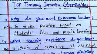 Teaching Interview Questions and Answers  Teacher Interview GARJAN Knowledge interview [upl. by Lanrev]