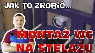 Montaż stelaża podtynkowego WC z miską podwieszaną i zabudowa z karton gipsu [upl. by Einttirb390]