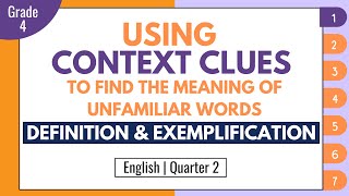 Context Clues Definition and Exemplification  English 4 Q2 Week 1 [upl. by Strephonn1]