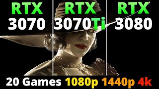 RTX 3070 vs RTX 3070 Ti vs RTX 3080  Performance Comparison 20 Games 1080p 1440p and 4K [upl. by Strenta]