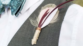 Easy DIY Boutonniere  Using Feathers [upl. by Aital347]