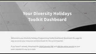 Diversity Holidays Calendar and Toolkit [upl. by Carli238]