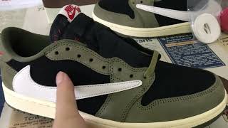 Travis Scott Jordan 1 Low OG Black Olive Review [upl. by Aerona]