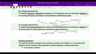 Sequence of operations and Rename operation in relational algebra [upl. by Ilojne]