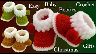 Zapatos botas a Crochet para bebes y tallas adultas para Navidad tejido tallermanualperu [upl. by Scotti]