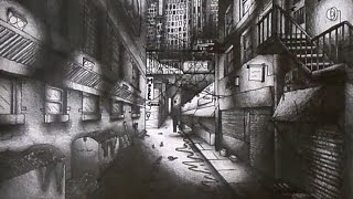 One Point Perspective Drawing  Time Lapse [upl. by Annaid]