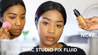 NEW MAC NC47 STUDIO FIX FLUID FOUNDATION  TALKOFBEAUTY XOXO [upl. by Mcclelland628]