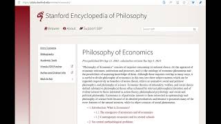 SEPs Philosophy of Economics article part 1 male robo voice [upl. by Aihsinyt]