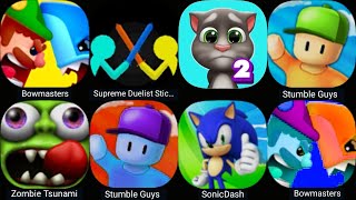 Bowmasters SonicDash Supreme Duelist Stickman Zombie Tsunami Ultimate Bowmasters [upl. by Aicilaf]