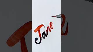 Janet Name Calligraphy with Brush 🖌️ Pen love nameart janetjackson toptrending relaxing asmr [upl. by Torie]