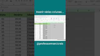 Como inserir várias Colunas no Excel excel [upl. by Kutzenco]