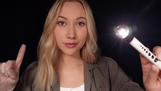 ASMR Comprehensive Eye Exam  UpClose Eye Inspecting Follow The Light Peripheral Focus Tests [upl. by Drawdesemaj601]