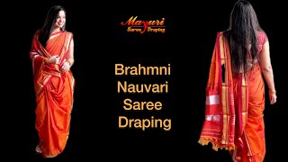 Brahmni Nauvari Style Saree Draping 10 yards Saree draping  Maharashtrian Style saree draping [upl. by Grace767]