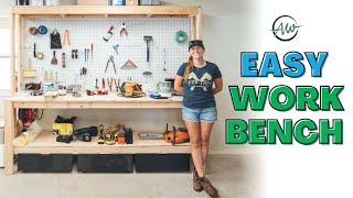 How To Build A Workbench For Your Garage  Easy 2x4 DIY [upl. by Nnaerb]