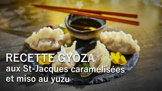 RECETTE DE NOËL  Gyoza aux SaintJacques caramélisées et miso au yuzu [upl. by Ryter]