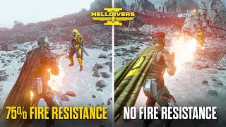 Helldivers 2 Fire Resistance 75 vs No Resistance Comparison [upl. by Nnairret]