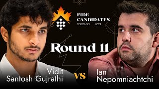 Round 11  Vidit Gujrathi vs Ian Nepomniachtchi  FIDE Candidates 2024 [upl. by Rhoads]