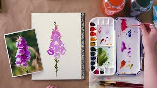 Watercolor Foxglove Masterclass  Paint Tall Elegant Blooms [upl. by Kemme]