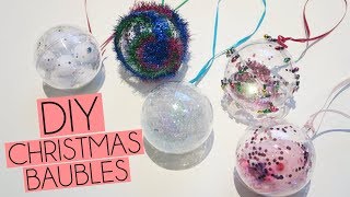 DIY 5 Fillable Christmas Glitter Bauble Ideas  Paige Joanna [upl. by Assirral]