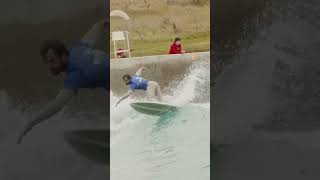 Surfing the Advanced Setting at The Wave Bristol Backhand on a Twin Fin twin pin wavepool surf [upl. by Adahsar]