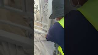 Spraying paint for metal gate construction arhitecture metal painting fyp viralvideo [upl. by Tima]