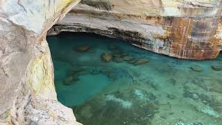 Pictured Rocks National Lakeshore Michigan on Lake Superior from on top of the arch called [upl. by Lipp797]